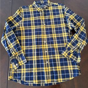 Club Room Yellow and Blue Plaid Button-Up Shirt